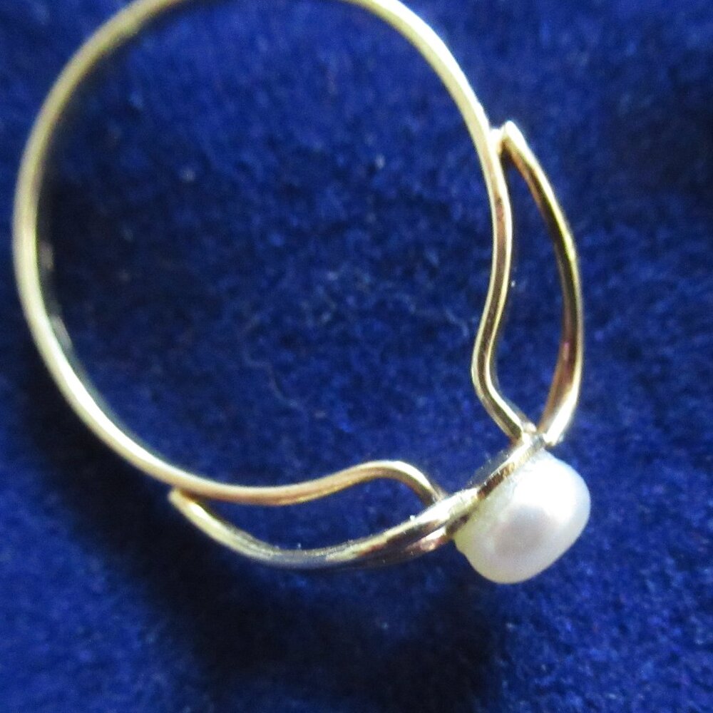 Pearl Ring, 585 (14K) Gold, Vintage, 5mm - Picture 3 of 9
